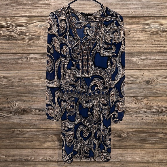 WHBM Long-Sleeve Paisley Dress - Picture 2 of 12